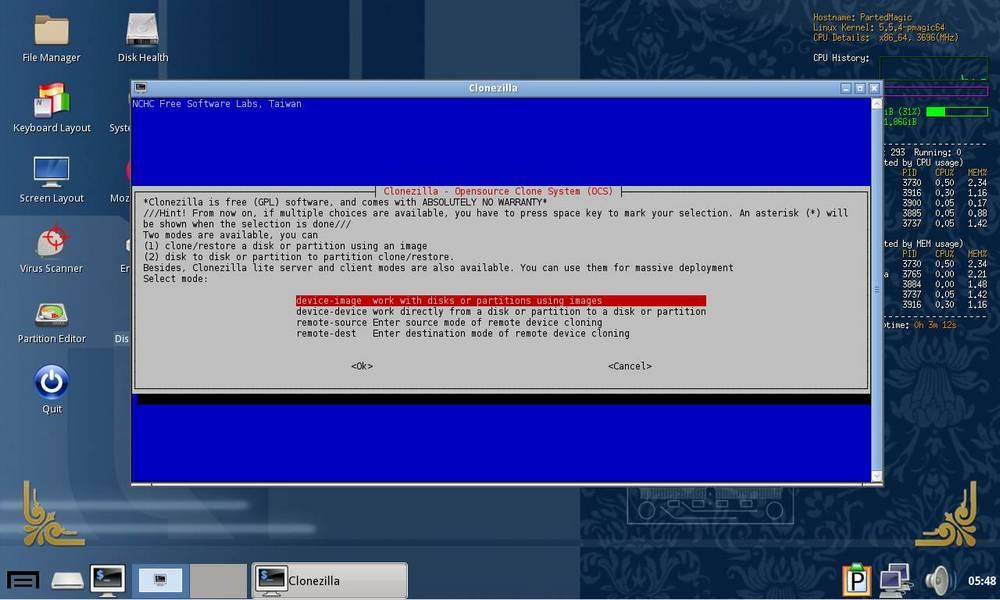 Parted Magic - CloneZilla