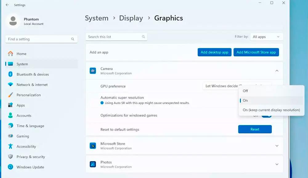 Windows 11 función Superresolución