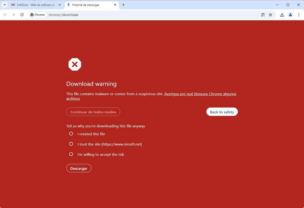 Descarga maliciosa bloqueada Google Chrome