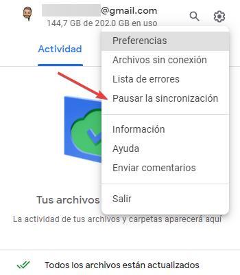 Pausar Google Drive