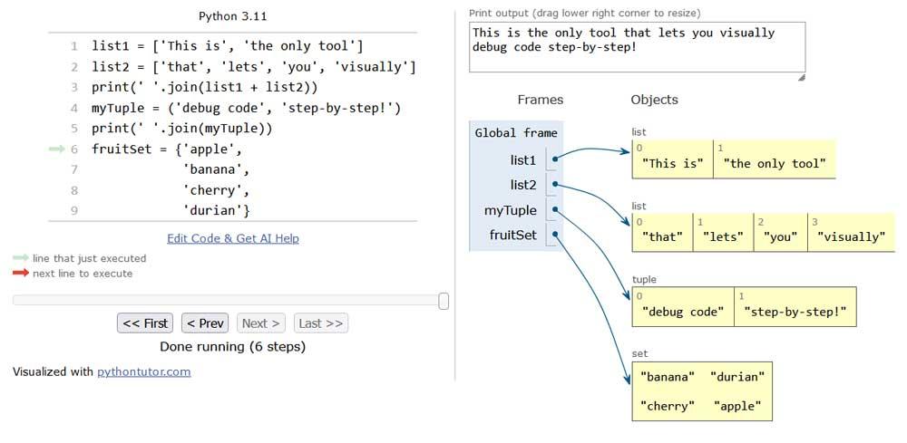 interfaz Python Tutor